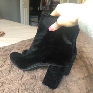 Black velvet booties